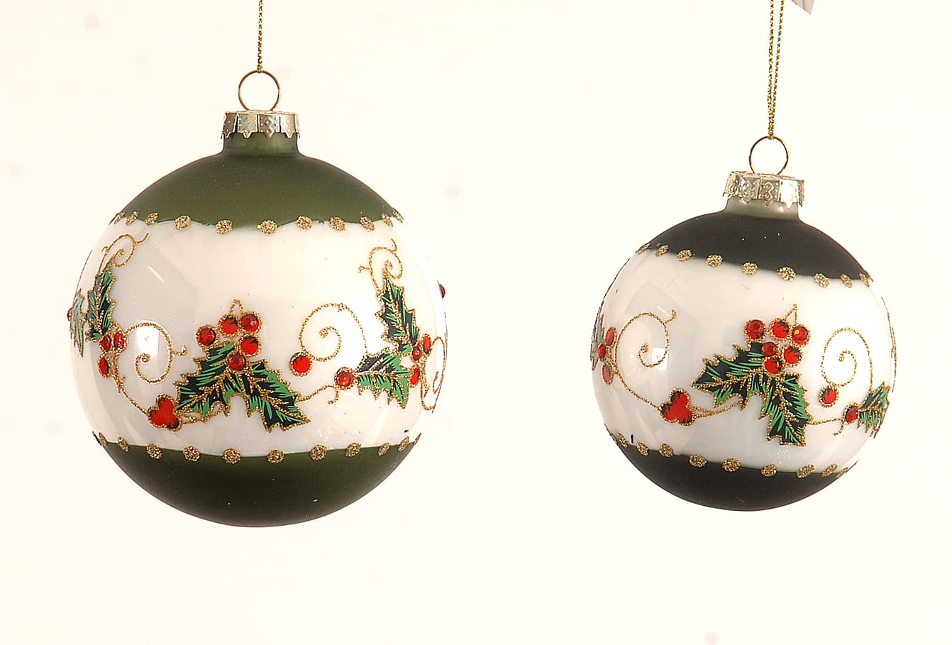 Selezione Cartoleria Varzi dal 1956 -Pallina Albero di Natale In Vetro Noel e Joy Verde e Rossa 10CM - 1PZ Assortito