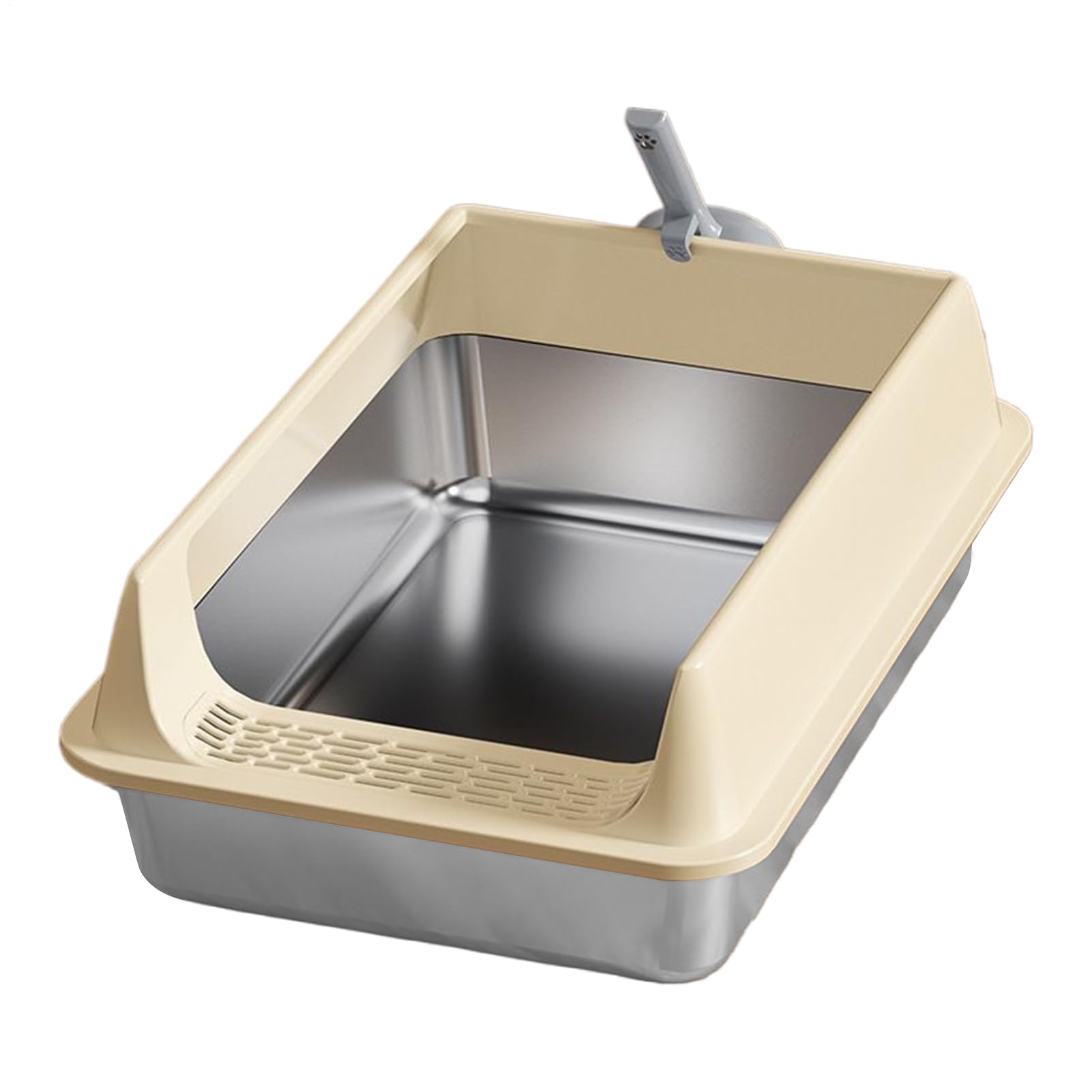 Arenero grande para gatos Bandeja en Acero Inoxidable con Control de Olores | Arenero Cerrado Para Gatos Bandeja Con Pala Y Gran Control De Olores Para Arenero Cerrado, Interior, Hogar, Sal