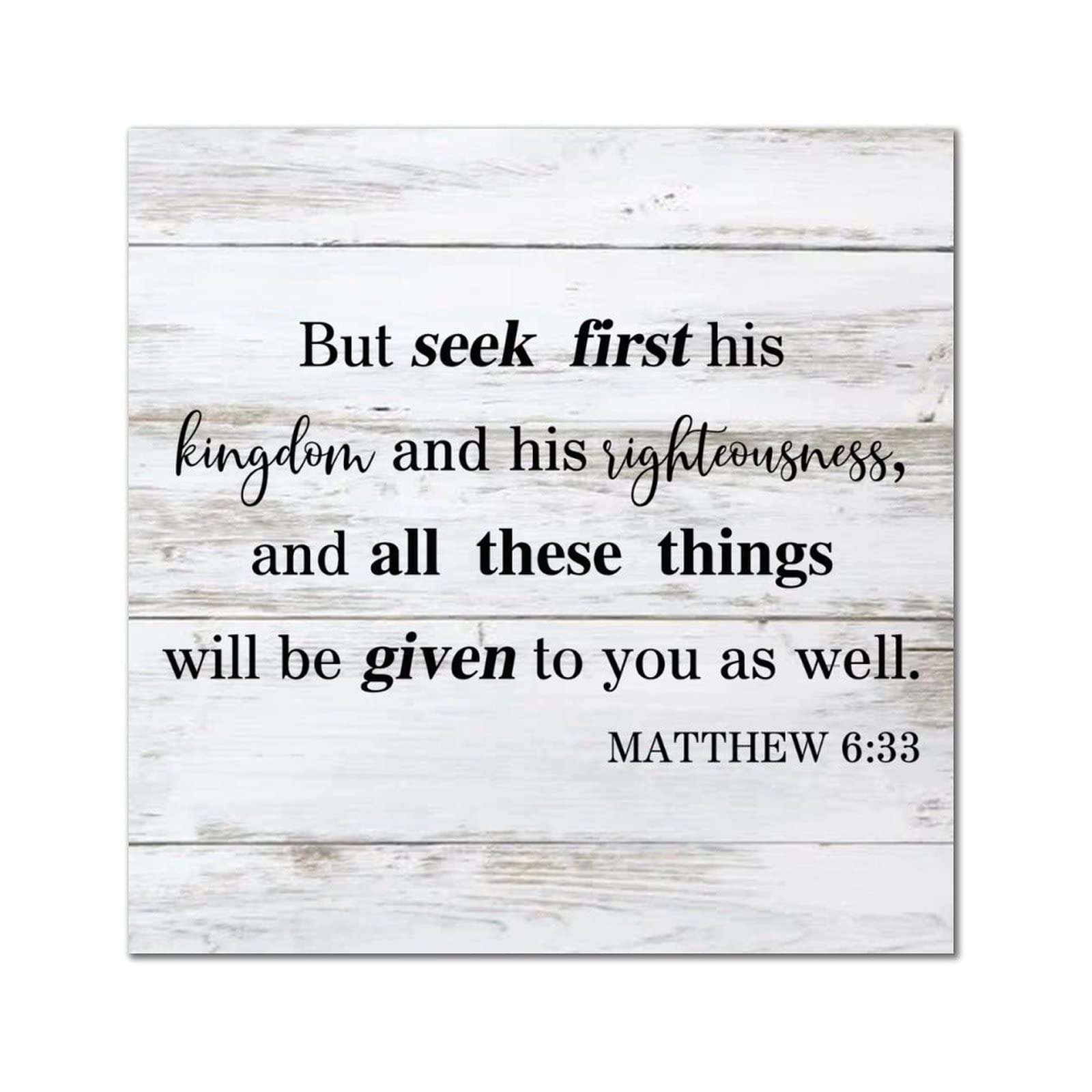 Plaque murale en bois avec inscription biblique, finition vintage chic