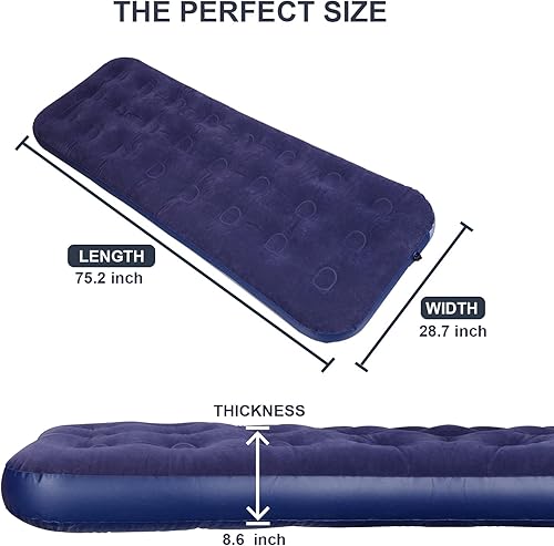 Miniatura 2 de Teamaze Colchoneta de dormir para campamento, colchón inflable de 8.6 pulgadas para acampar ultra grueso, colchón de campamento con almohada ligera,