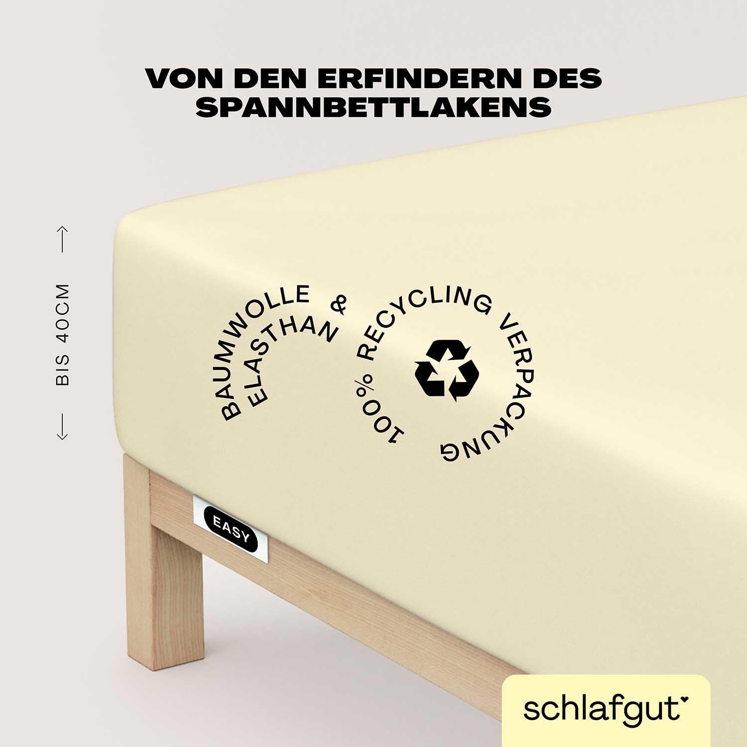 schlafgut Easy Boxspring Spannbettlaken 90x200 cm Jersey, Yellow Light
