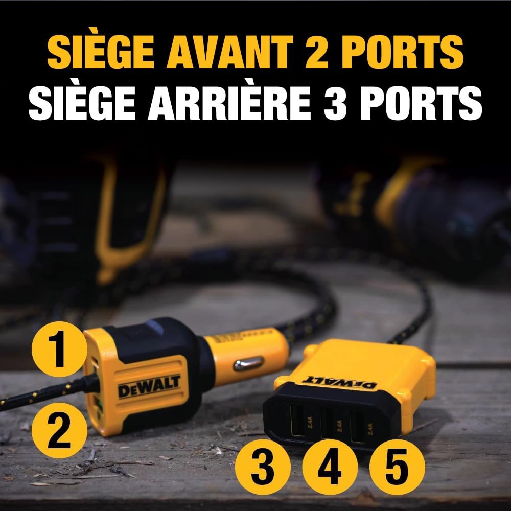 DEWALT Chargeur USB PD 5PRT Mobile 72W 141 0475 DW2 Unisexe, Jaune, Taille Unique