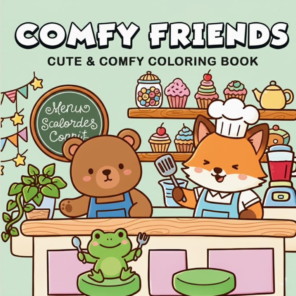 Comfy Friends: Cute & Comfy Coloring Book
