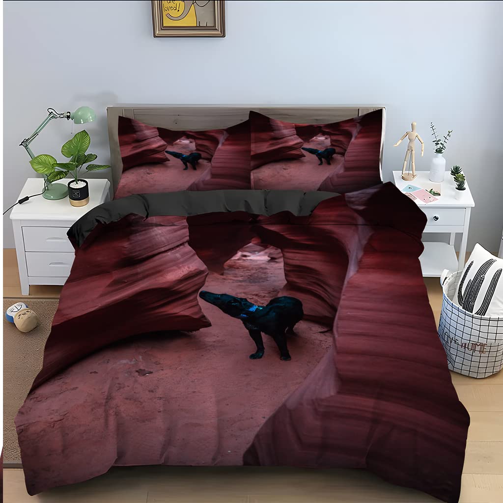 Parure de lit 220x240 rouge brique 110 g/㎡ microfibre résistante avec housse et deux taies 65x65