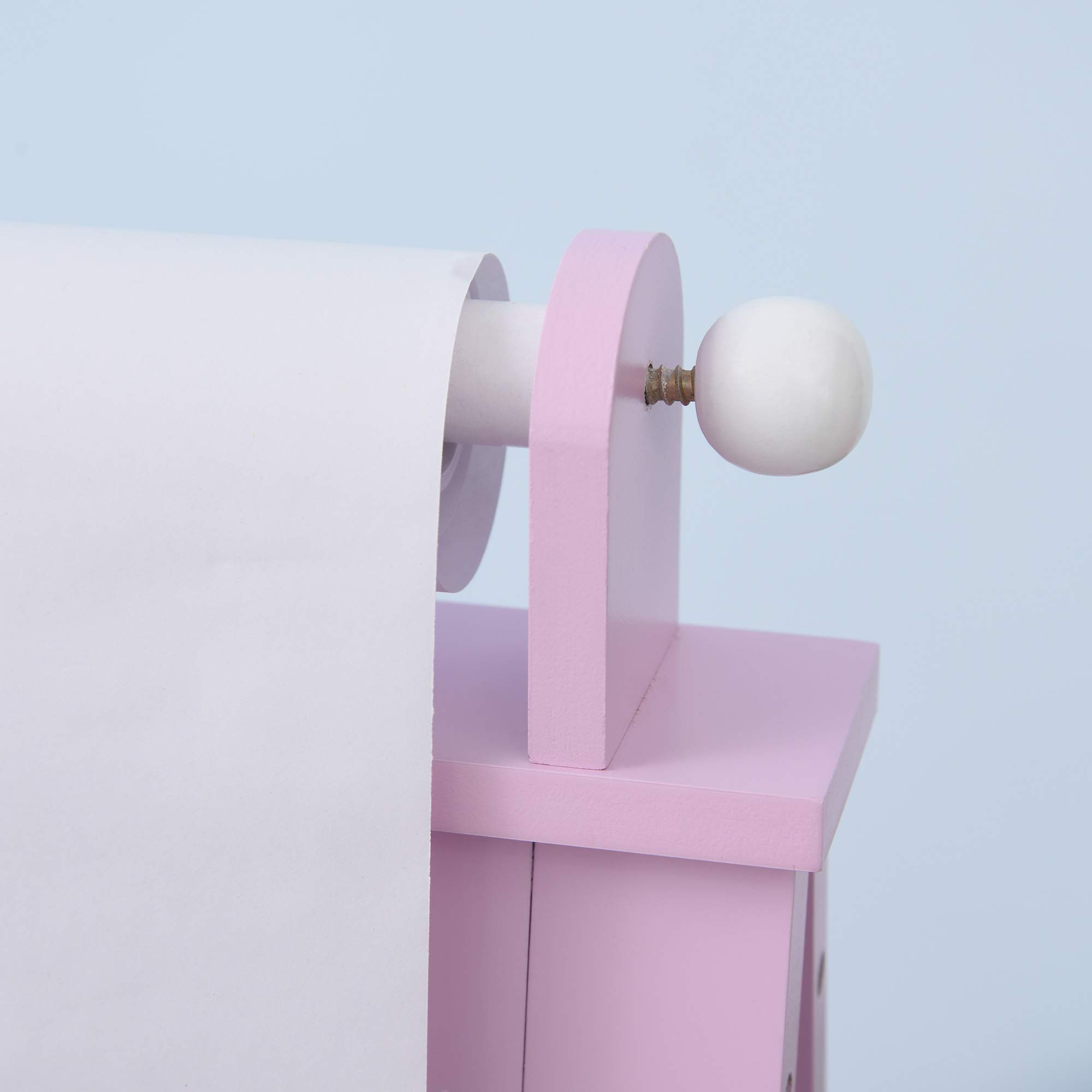 HOMCOM Lavagnetta per Bambini in Legno Rosa con Cavalletto 3 in 1: Lavagna Bianca, Nera e con Rullo Fogli di Carta
