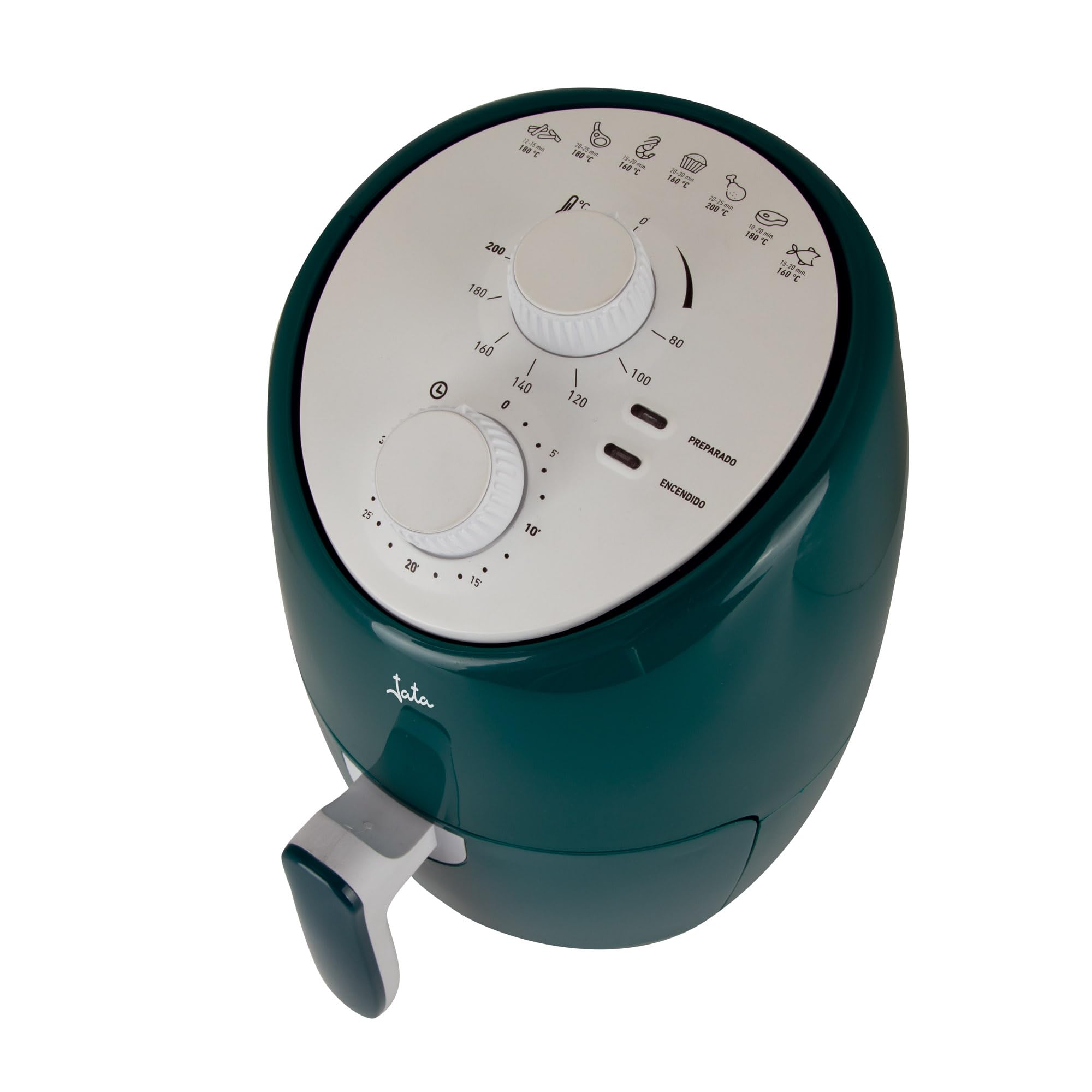 JATA JEFR5392 – Freidora de Aire 2 L Air Fryer 1000 W. Control de temperatura (80-200°C) Temporizador de 30 minutos. Uso sencillo. Diseño compacto. Cestillo antiadherente. Libre de BPA