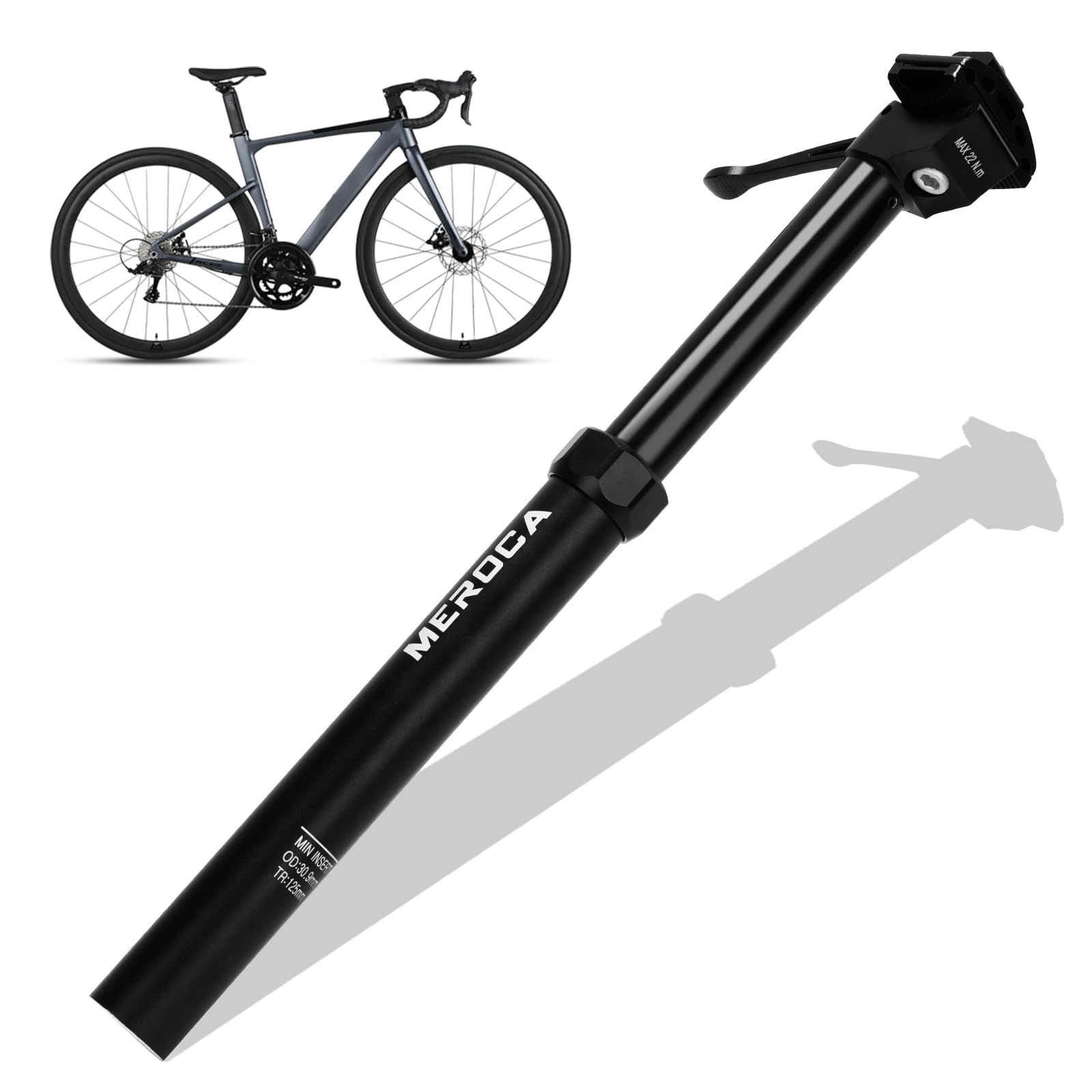 Tija telescópica para Bicicleta, de aleación de Aluminio de 30,9/31,6 mm, telescópica hidráulica para Adultos, con Control de Cable y Altura Ajustable