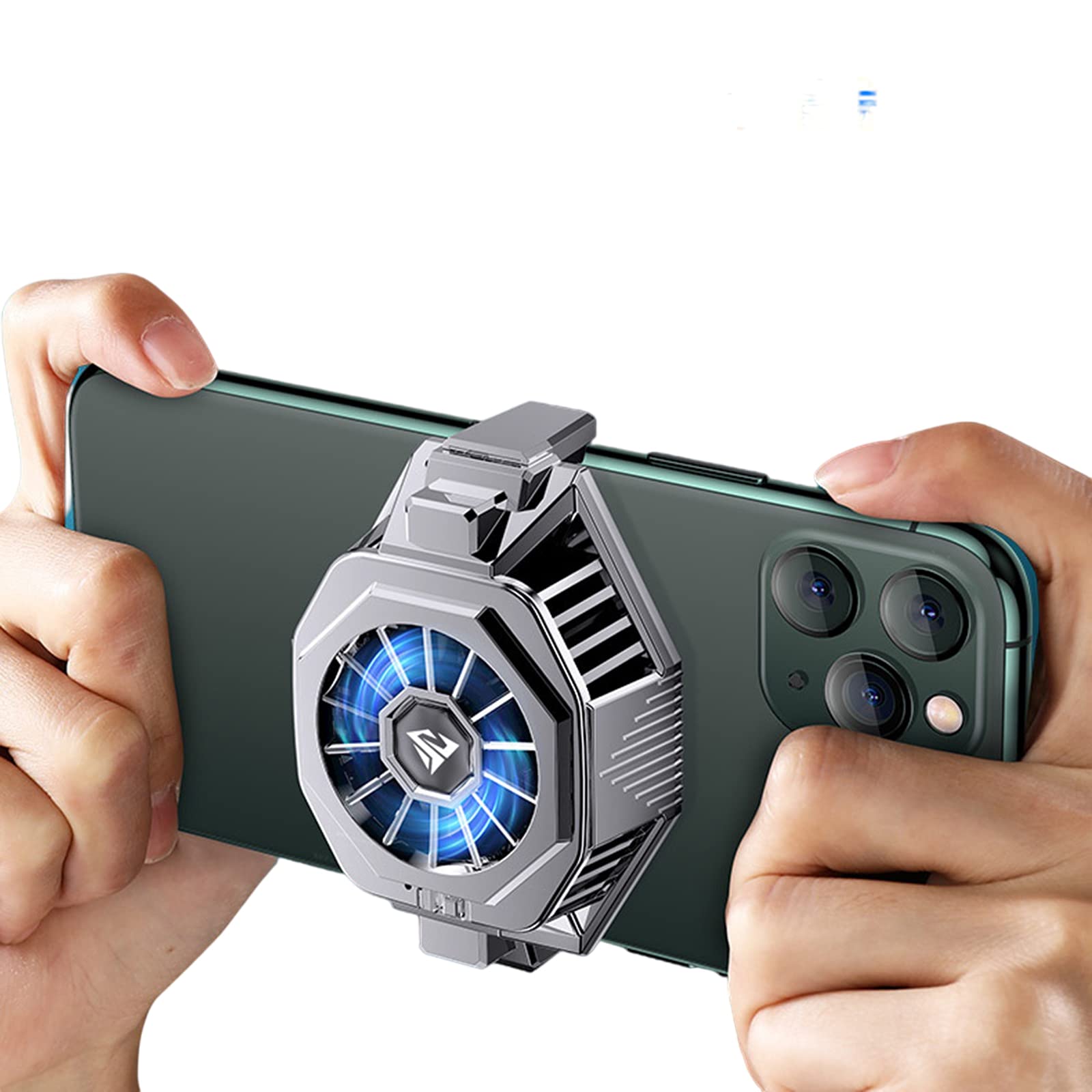 Wentylator chłodzący telefon komórkowy grzejnik do gier na żywo transmisja, przenośny radiator telefoniczny do smartfonów 10-17 cm, szary
