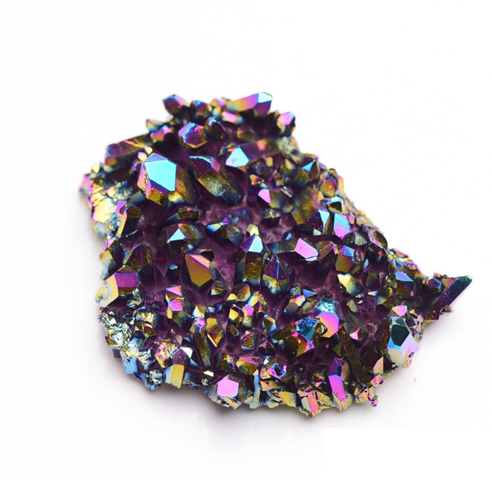 QWZTAEOZA Crystal Cluster Electroplated Colorful Rainbow Plated Amethyst Raw Stone Ornaments,300g