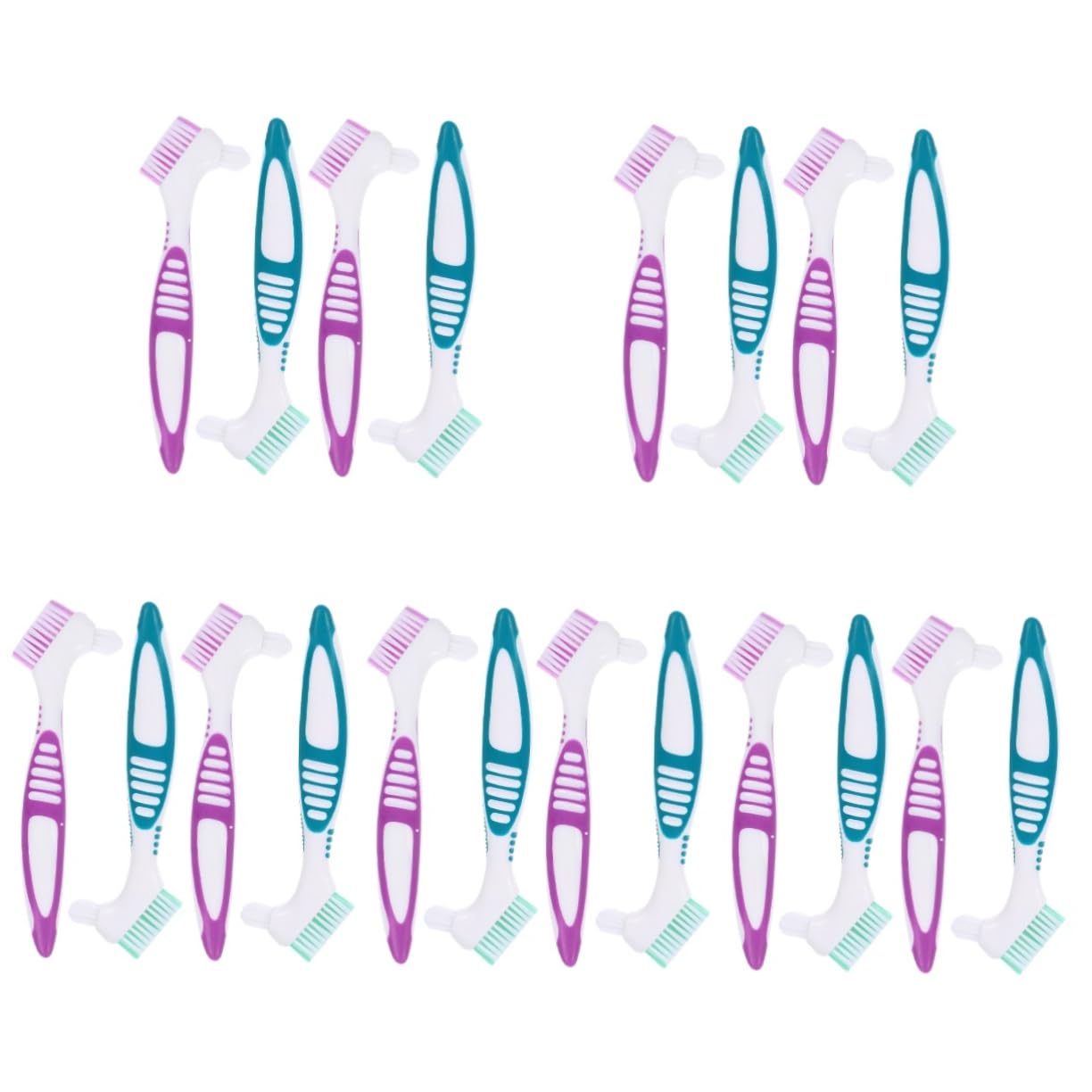 Baluue 20pezzi Spazzolini Per Pulizia Protesi Spazzola Doppia Faccia Con Manico Ergonomico Antiscivolo Perfetta Per Igiene e Manutenzione Denti Finti