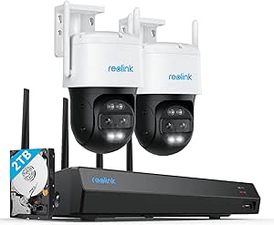 Reolink 4K Wi-Fi 6 PT Outdoor Surveillance Camera Set, 2 x WiFi Cameras Outdoor with 355° Pan & 90° Tilt, Motion Tracking, Smart Detection, Colour Night Vision, 12CH Wi-Fi NVR with 2TB HDD (RLK12 asin的图片