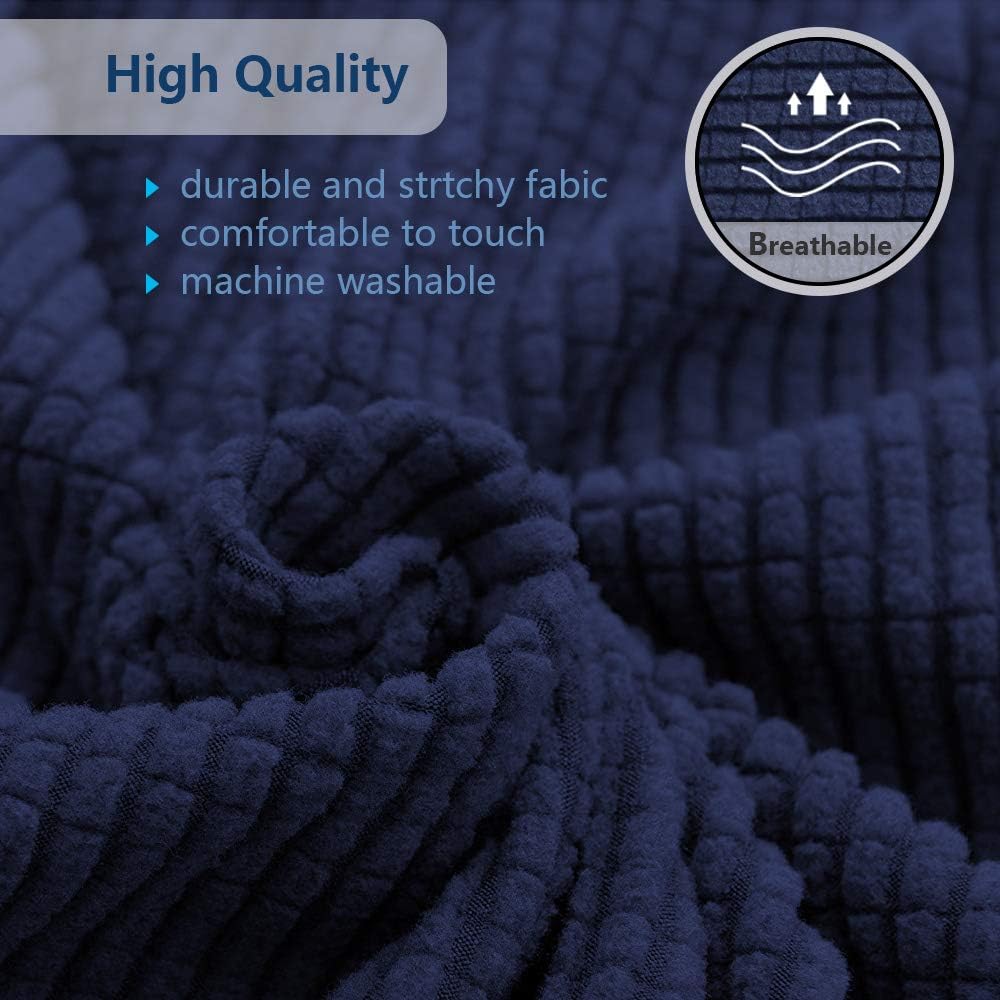 Wingback Chair Slipcover, iCOVER One Piece High Stretch Chair Cover, Machine Washable Spandex Jacquard Fabric, Bottom Elastic Easy to Install, Non-Slip Furniture Protector,Navy : Home & Kitchen