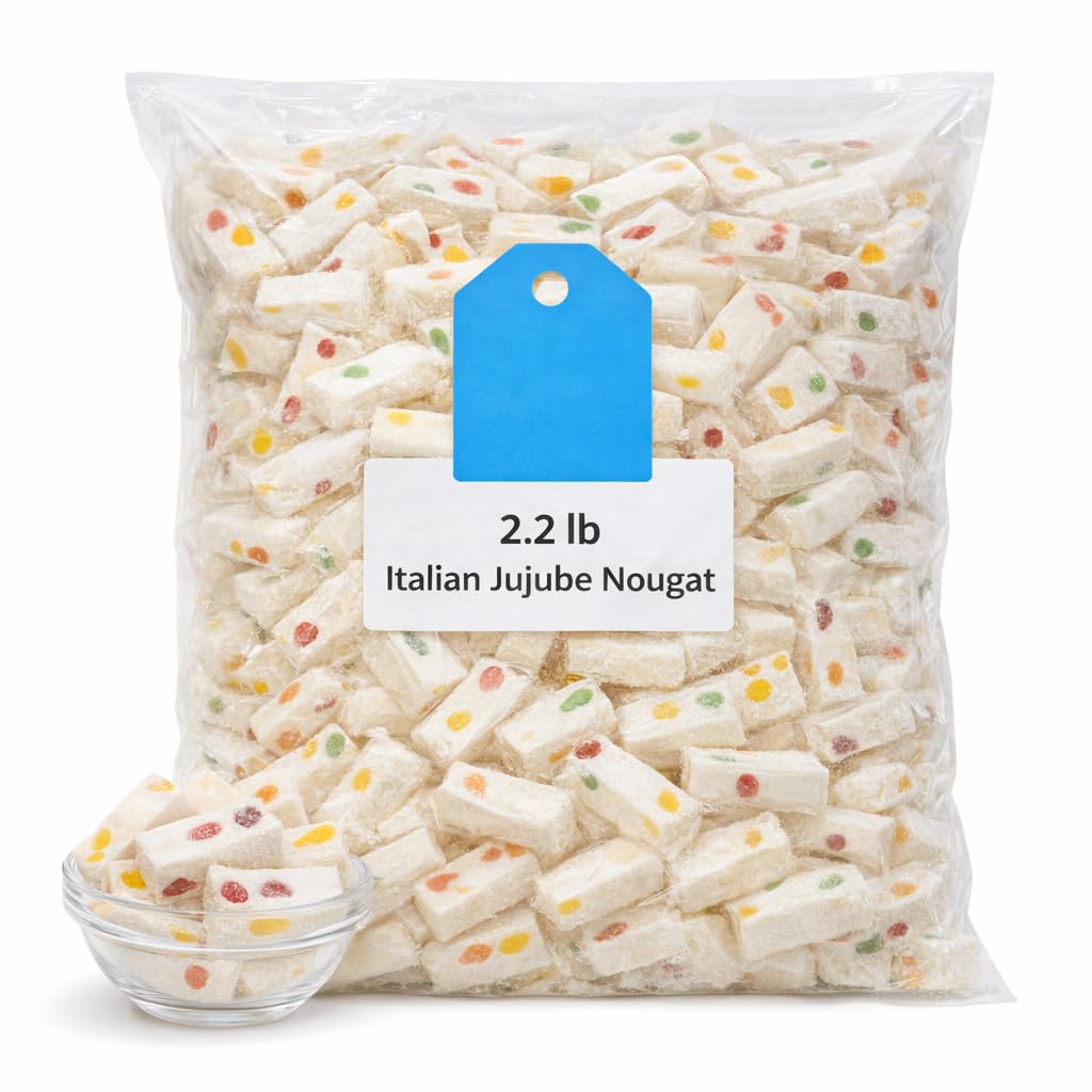 Italian Jujube Nougat Candies – Soft & Chewy Fruity Nougat Candy, 2.2 lb Bulk Bag, Party‑Ready, Gift-Friendly Sweets, Assorted Fruit Flavors