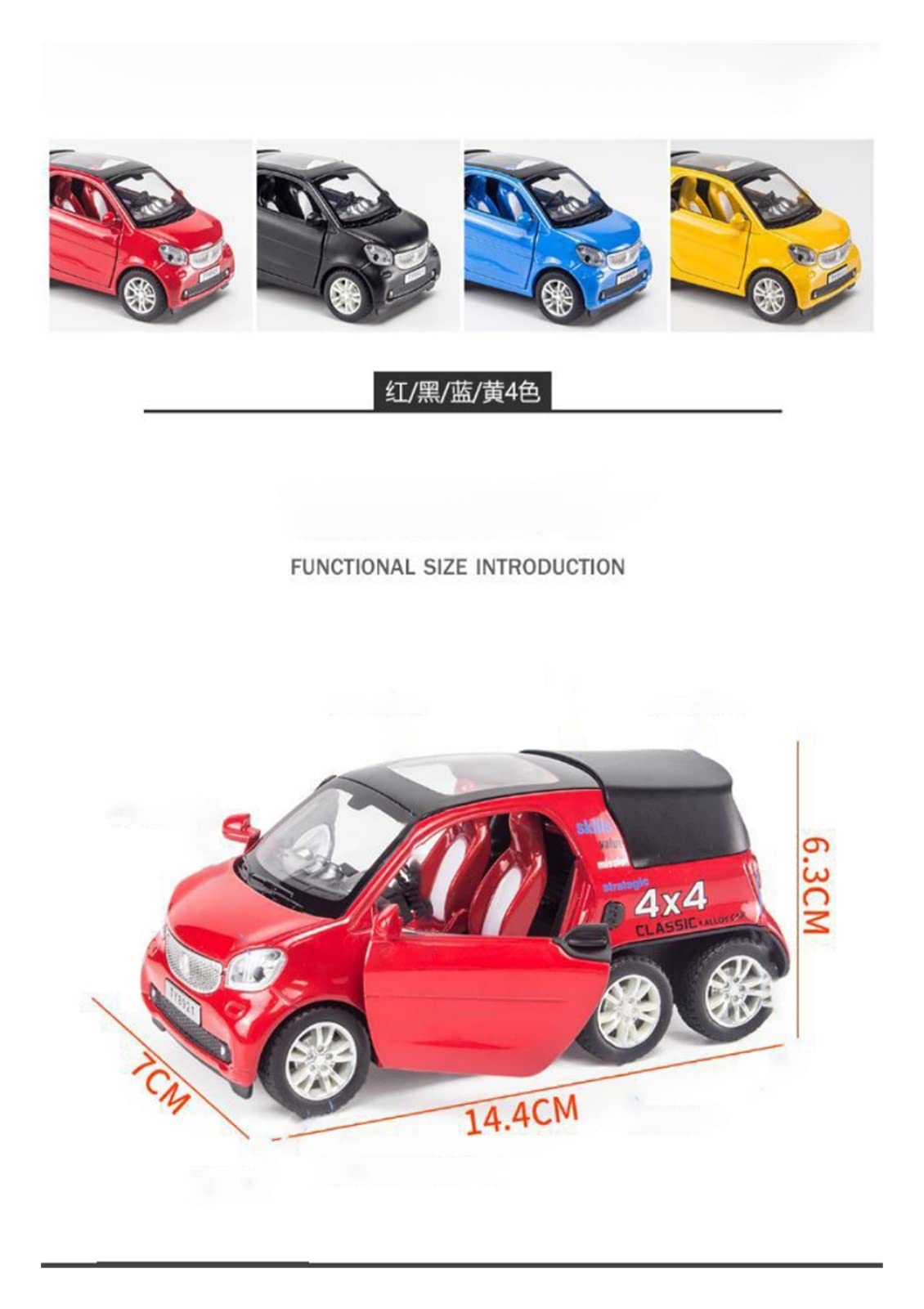 NALora Veicoli a Motore in Scala 1:32 Smart 6X6 Pickup in Lega Modello di Auto Fonde sotto Pressione Simulazione Suono Leggero Giocattolo Veicolo Regali Modello di Auto Replica (Color : Black)