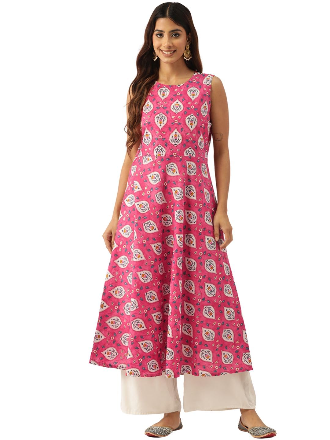 Cotton V-Neck Kurti for Women - Fit & Flare Full Sleeve Short Kurti (S-XXL)