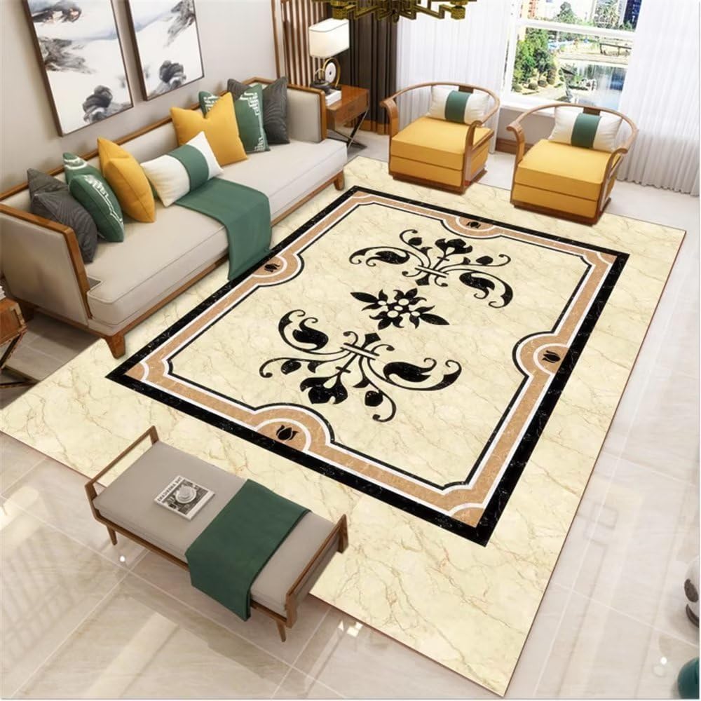 Tapis gris foncé fleurs et plantes 120X180cm pour camoufler les taches de la chambre d'enfants