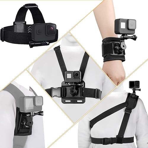 Taisioner Gopro Accessories Kit for GoPro Hero 121110987654,Chest Strap Harness, Backpack Strap,Shoulder Strap,Wrist Strap,Head Strap Mount
