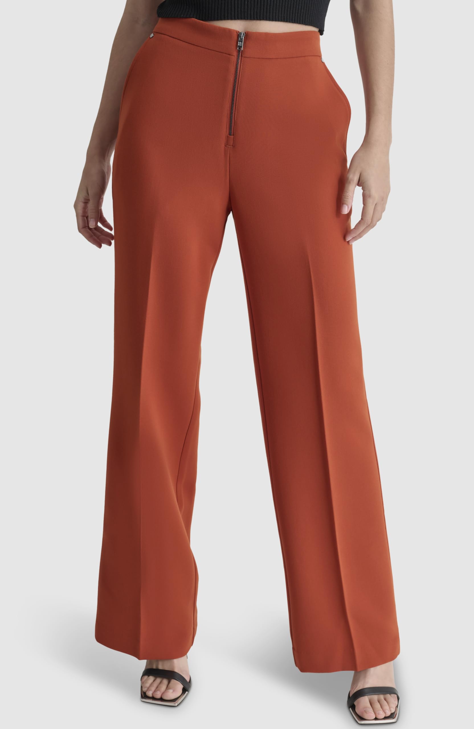 DKNY Double Weave Wide Leg Pants Pantaloni Donna