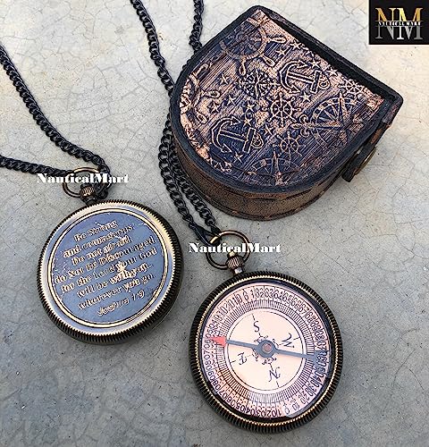 Brújula de latón personalizada con estuche de cuero miniatura 4