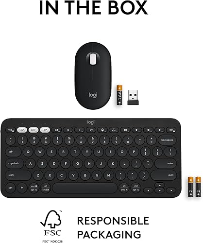 Miniatura 10 de Logitech Pebble 2 Combo, teclado y mouse inalámbricos, silencioso y portátil, personalizable, perno logi, Bluetooth, fácil de cambiar para Windows,