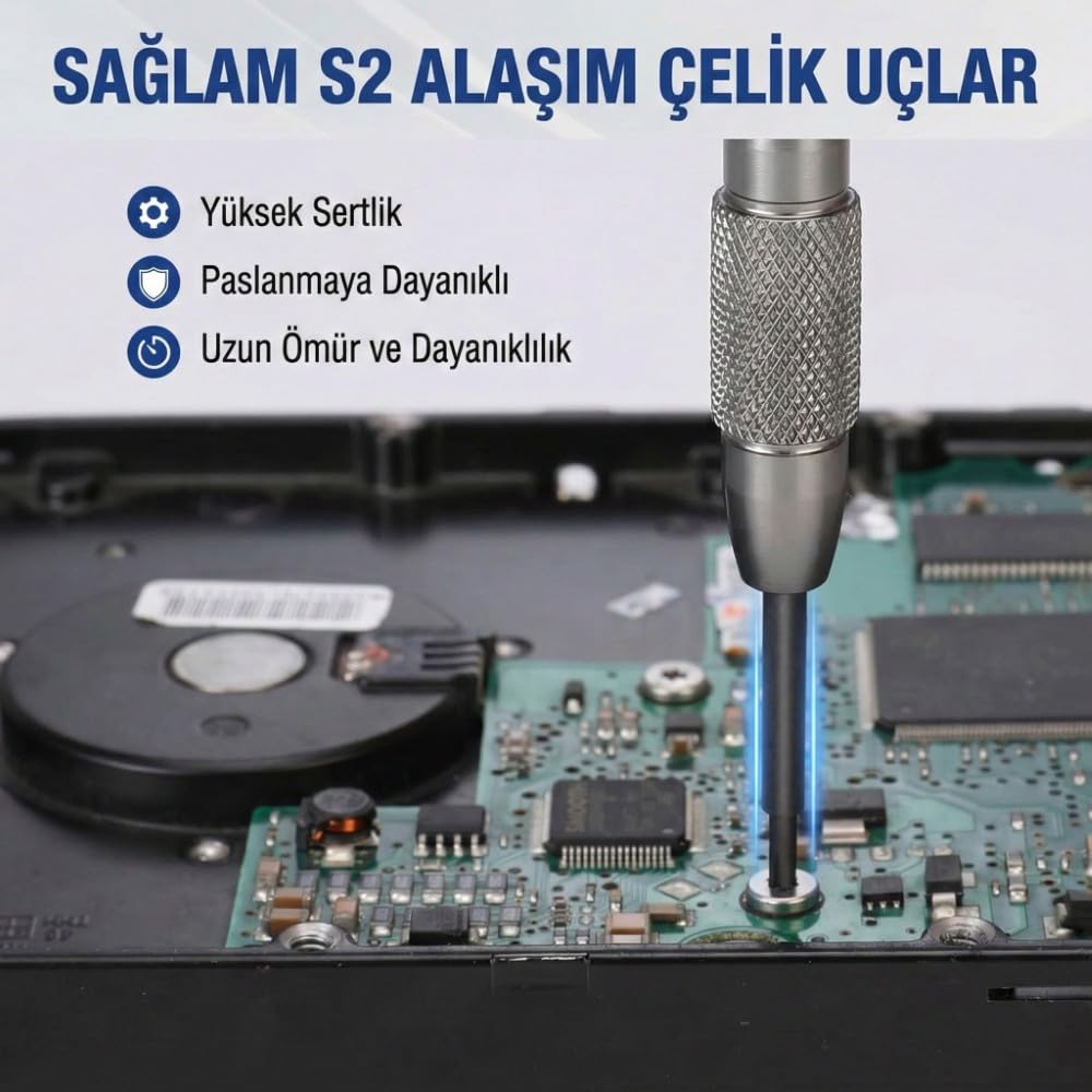 WORKPRO WP200549 Profesyonel Saat Tornavida Seti, 6 Parça, S2 Manyetik, Elektronik Onarım