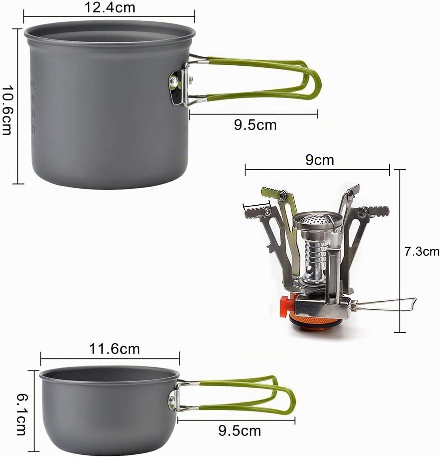 9Pcs Utensilios Cocina Camping con Estufa,Juego de Ollas para Camping y Utensilios con Plegable para Acampada de Camping Portátil Ultraligero para Camping,Excursión,Escalada,Senderismo