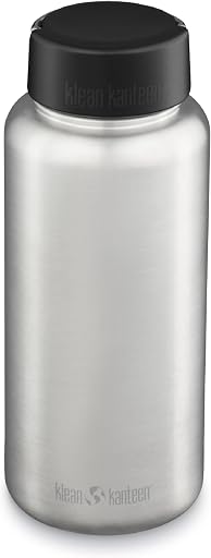 Klean Kanteen Wide Water Bottle with Loop Cap - Stainless Steel Water Bottle for Daily Hydration & Outdoor Use - Non-Insulated - BPA Free, Dishwasher Safe - Brushed Stainless, 40 oz