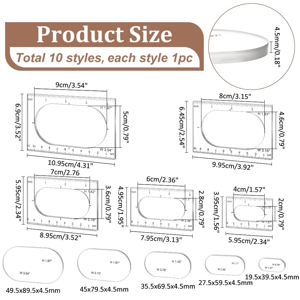 PH PandaHall Pack of 5 Router Templates Oval Inlay Template Acrylic Router Jig Template Transparent Drawing Measuring Tool Decorative Templates for Woodworking Sewing Making Home Supplies - Image 2