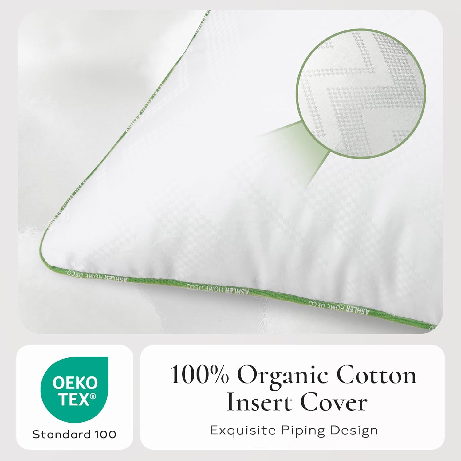 Ashler Home Deco 20x20 Pillows Insert (Set of 2) - Throw Pillow Inserts with 100% Cotton Cover - 20 Inch Square Interior Sofa Stuffer Pillow Inserts -Decorative White Couch Pillow