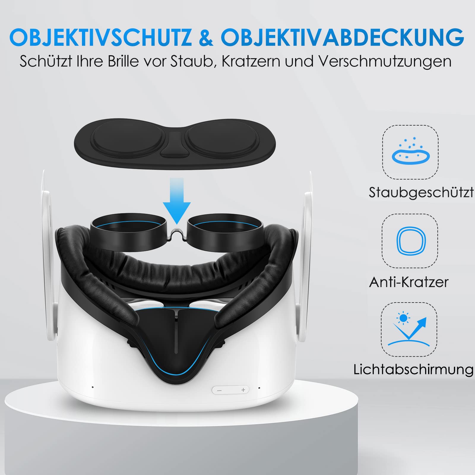 SUPERUS Facial Interface für Oculus/Meta Quest 2 Zubehör (Aktualisierte Version), mit 2 Face Cover Ersatzpolster, Anti-Licht-Nasenpolster (L/S), Linsenschutz, Brillenabstandshalter (7-in-1-Kit)