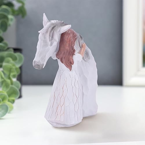 Miniatura 6 de Expresión de amistad y amor entre niñas y caballos, figuras esculpidas pintadas a mano abrazando caballos, regalos para amantes de los caballos,