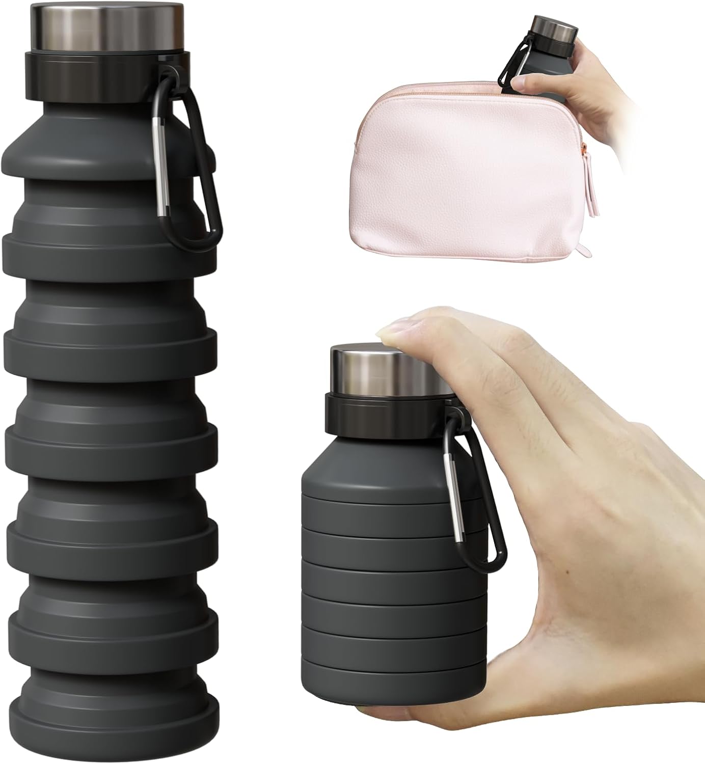 Collapsible Water Bottle Foodgrade Silicone, Lightweight
