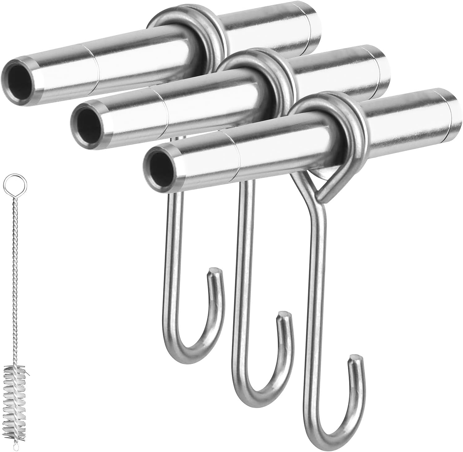 ARGCONNERStainless Steel Maple Syrup Taps Kit, Maple Tree Taps, Spiles Tree Taps for Tapping Trees, 3 Spiles and Hooks with 1 Spile Cleaning Brushes