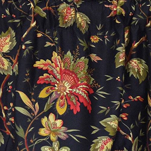 Waverly Felicite Floral Pattern With Grimp Trim Window Valance Curtains, 50 In X 15 In, Noir #TOP4