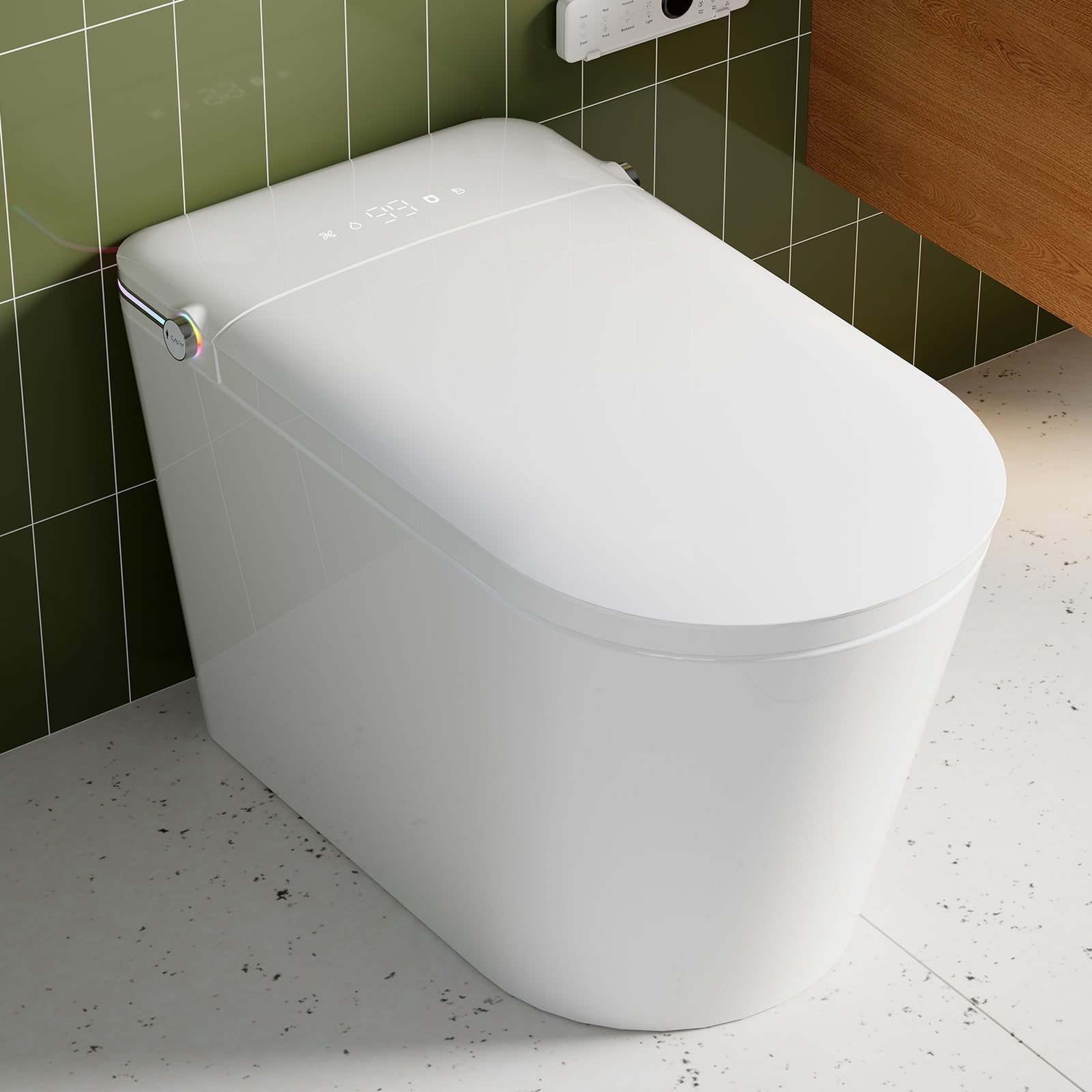 Smart Toilet, Tankless Toilet with Bidet Built In, Auto Open/Close Lid, ADA Comfort Height, Auto Flush, Bidet Toilet with Elongated Heated Seat, Warm Water, Dryer, Digital Display,Night Light