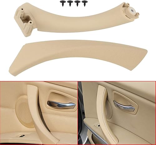 Miniatura 4 de XtremeAmazing Cubierta exterior de la manija del panel de la puerta interior delantera derecha beige y tirador de la puerta para BMW E90 3-Series