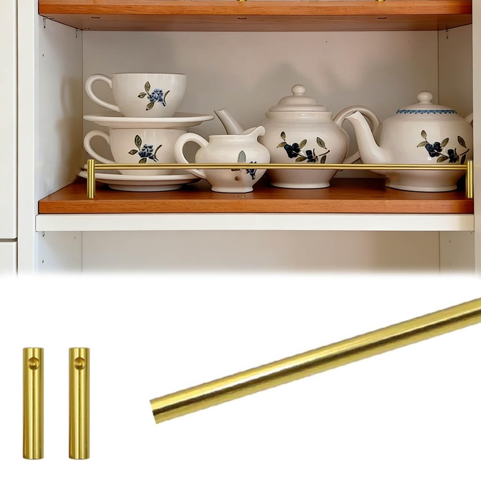 Ogrodzenie szynowe do półek, aluminiowa poręcz do otwartych półek, 20-150 cm dekoracyjne szyny krawędziowe do szafek na wino i regałów na książki, 130 cm, złote wykończenie