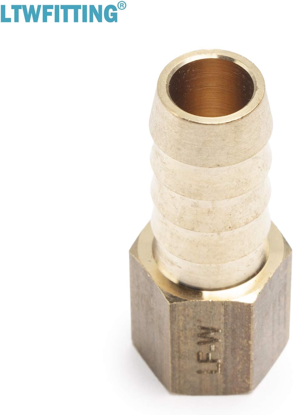 LTWFITTING No Lead Brass Fitting Coupler/Adapter 3/8" Hose Barb x 1/8" Female NPT (Pack of 5)
