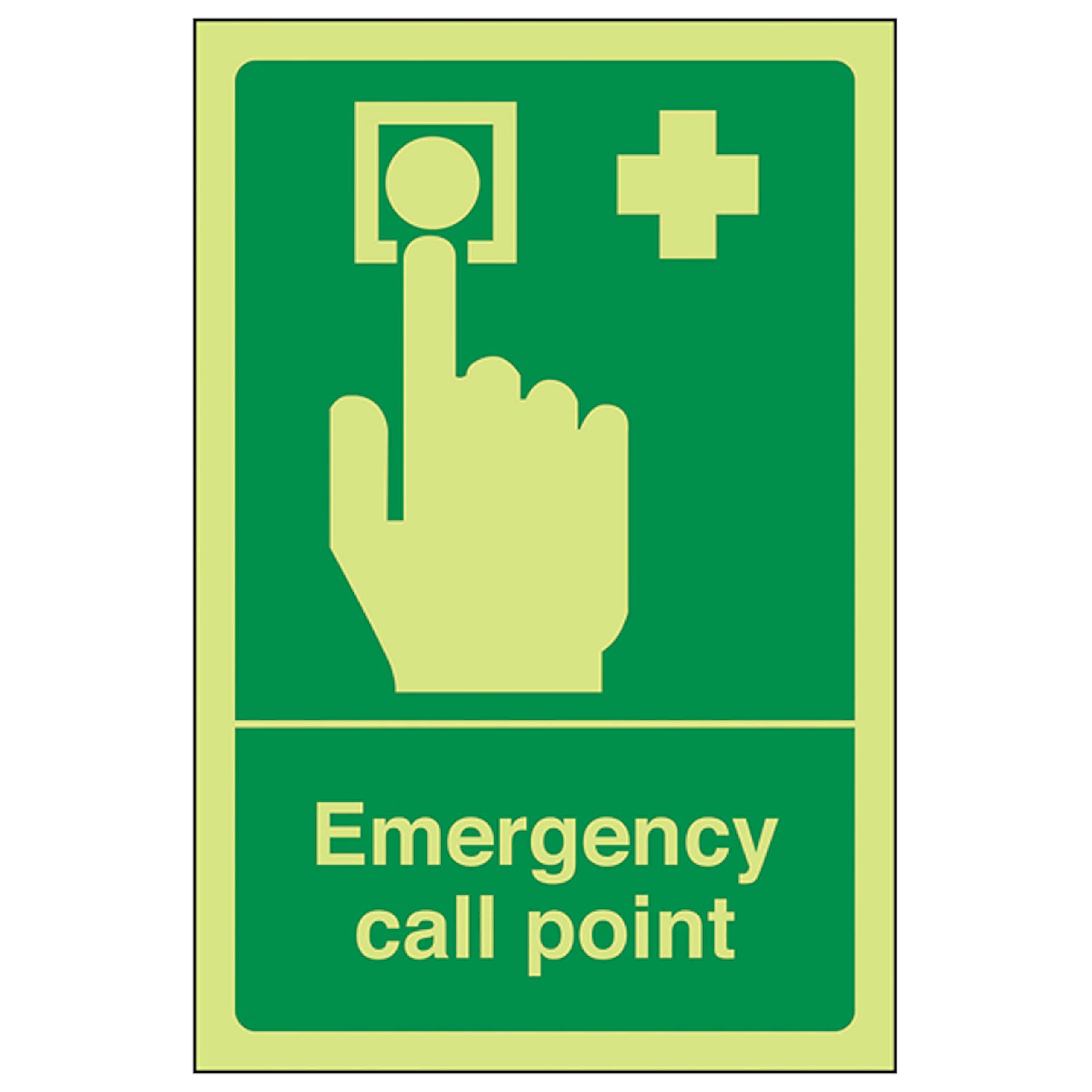 V Safety GITD Emergency Call Point 100 x 150 mm - Glow In The Dark Self Adhesive Vinyl Safety Sign