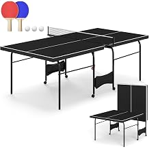 Zevemomo 8FT Ping Pong Table, Foldable Table Tennis Table with Wheels