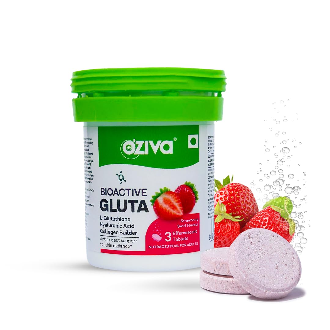 oziva glutathione fizz OZiva Bioactive Gluta Fizzy - 3 Effervescent Tablets (Small Pack) | L- Glutathione, Hyaluronic Acid, Astaxanthin, Lycopene | Strawberry Swirl: Buy  Online at Best Price in Egypt