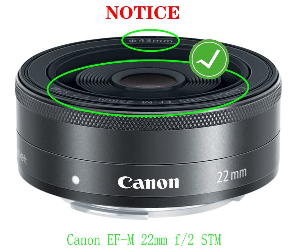 Amazon.com : 43mm Lens Cap Cover for Canon EF-M 22mm f2 STM
