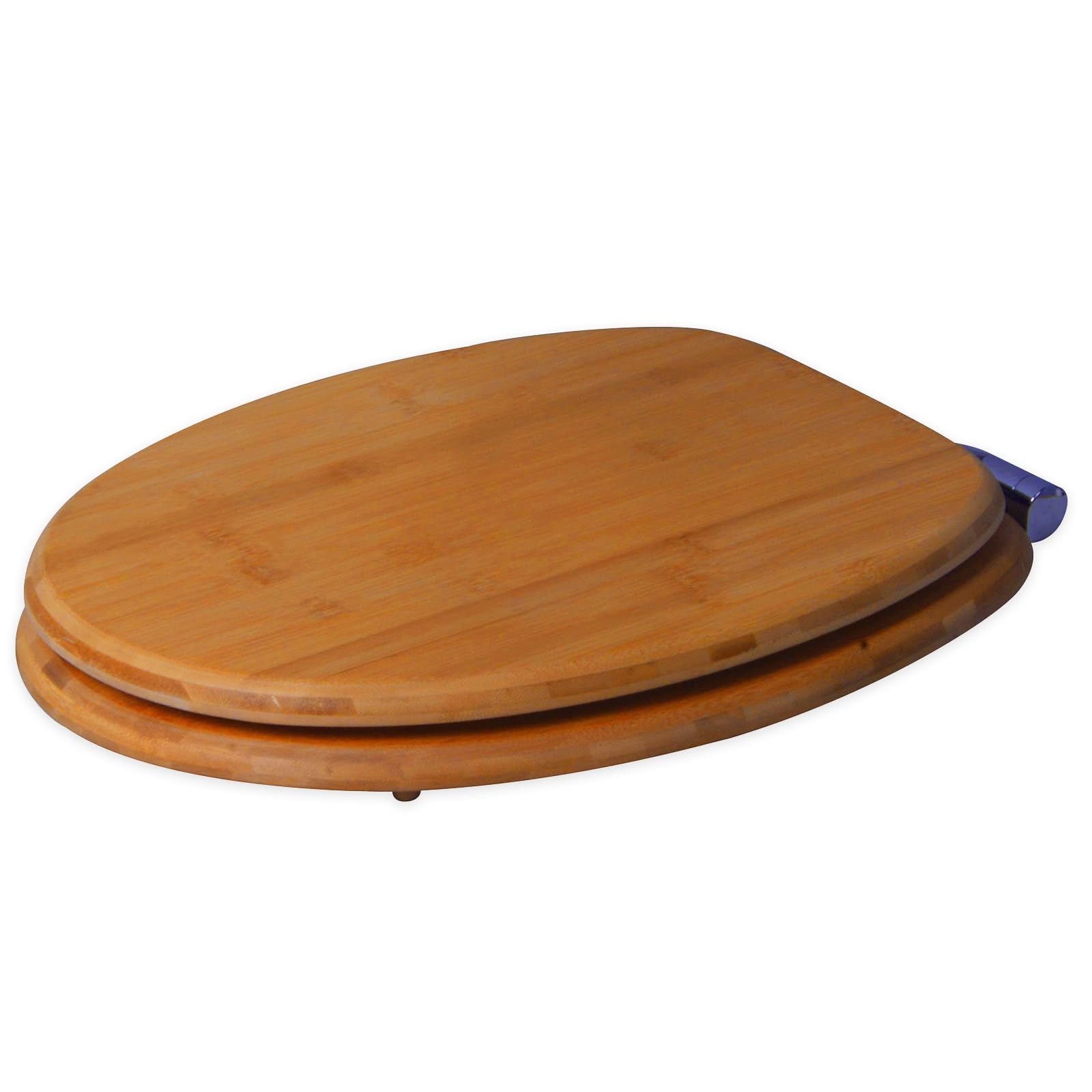 sanicomfort WC-Sitz Bambus mit Absenkautomatik | Toilettensitz aus Echtholz | Soft-Close | Antibakteriell, belastbar, oval, universell | Edelstahl-Scharniere – dark