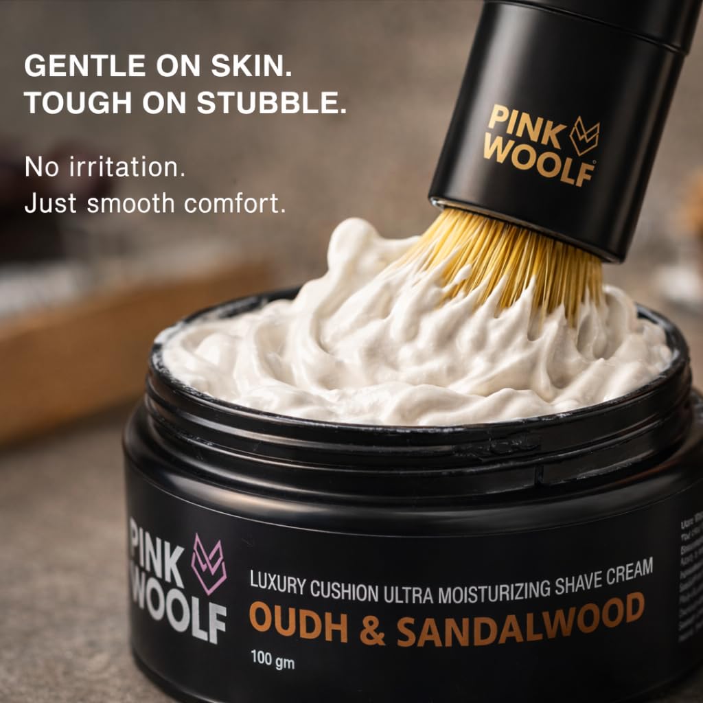 Pink Woolf Shaving Brush for Men, Soft Synthetic Bristles for Rich Lather, Gentle on Skin, Works with Shaving Cream & Soap, Wet Shaving Brush, Black Handle 2