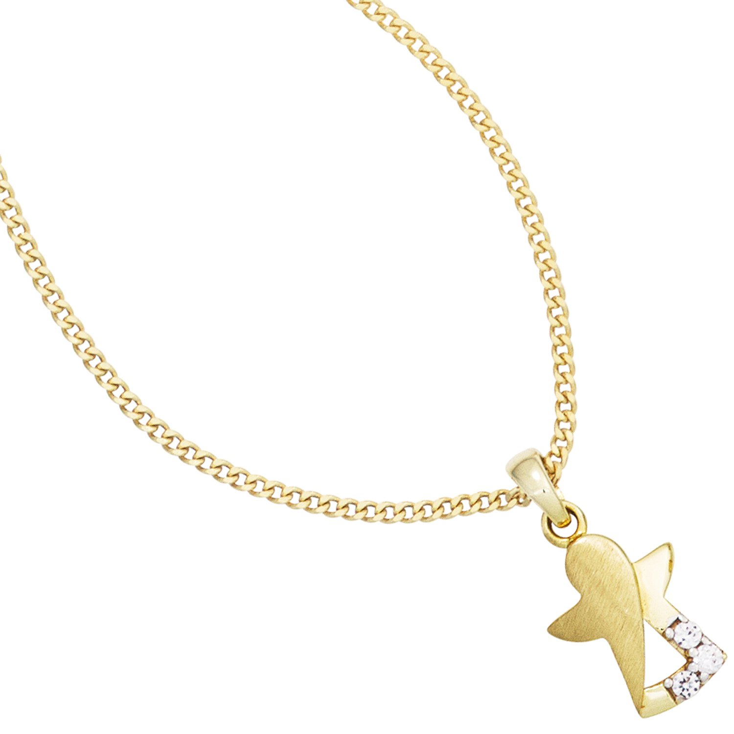 Jobo Kinder-Anhänger Schutzengel aus 8 Karat 333 Gold mit Zirkonia