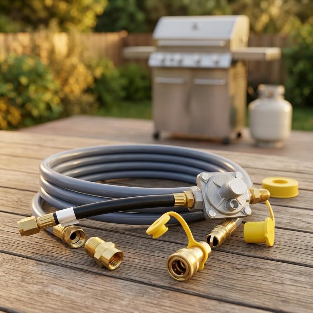 Fauhapyway Quick Connect Gasschlauch-Set, 3 m, mit Regler für Grill