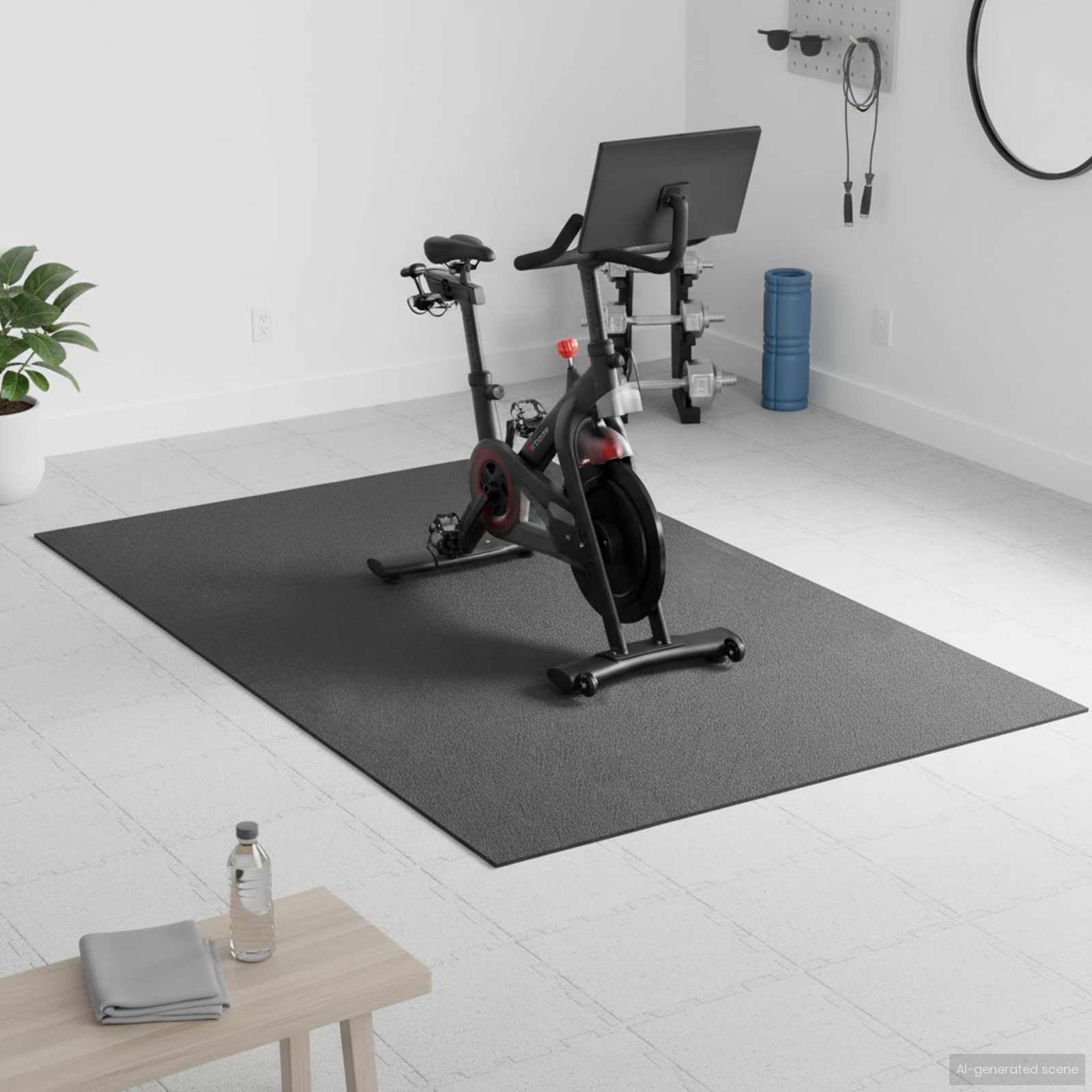 Bodenschutzmatte 183 x 122 x 0,6 cm - Rutschfeste Fitnessmatte für Laufband, Heimtrainer & Hantelbank - Vibrationsdämpfende Unterlegmatte aus PVC