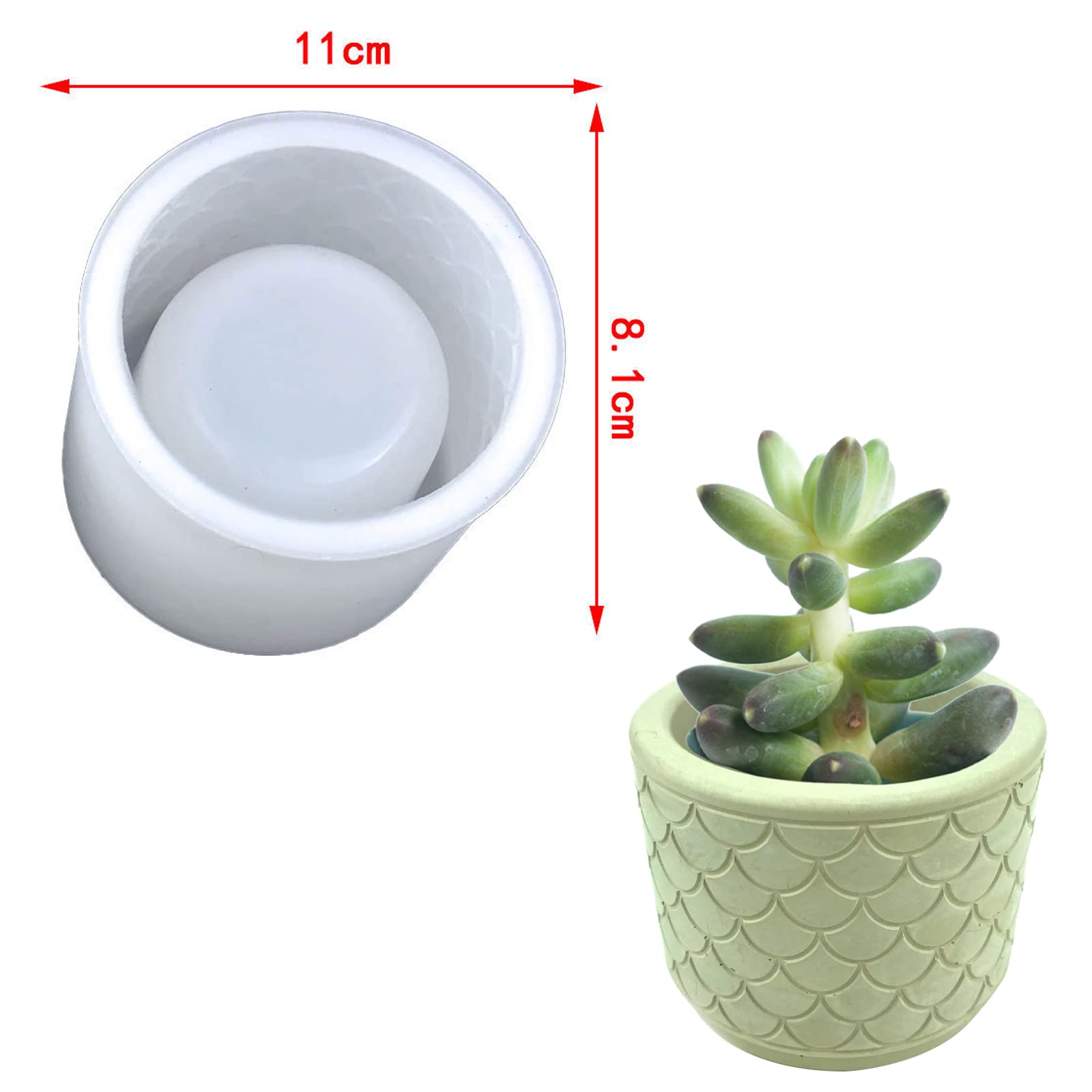 Moules En Silicone Pour Pots De Fleurs DIY - Motifs écailles, Feuilles, Succulentes - Réutilisables, 7,8x10 Cm