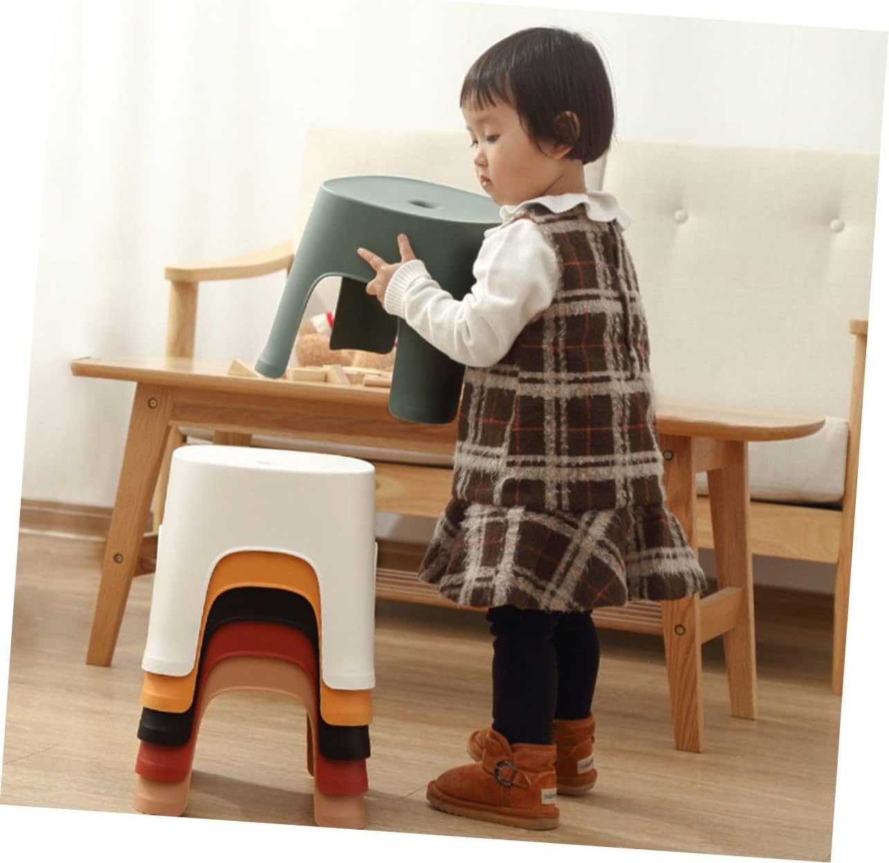 CHILDWEET 1pc Non- Plastic Stool for Bathroom and Home Use Lightweight Red Shoe Changing Stool Small Multi-use Seat for Boys and Girls and Adults Convenient and