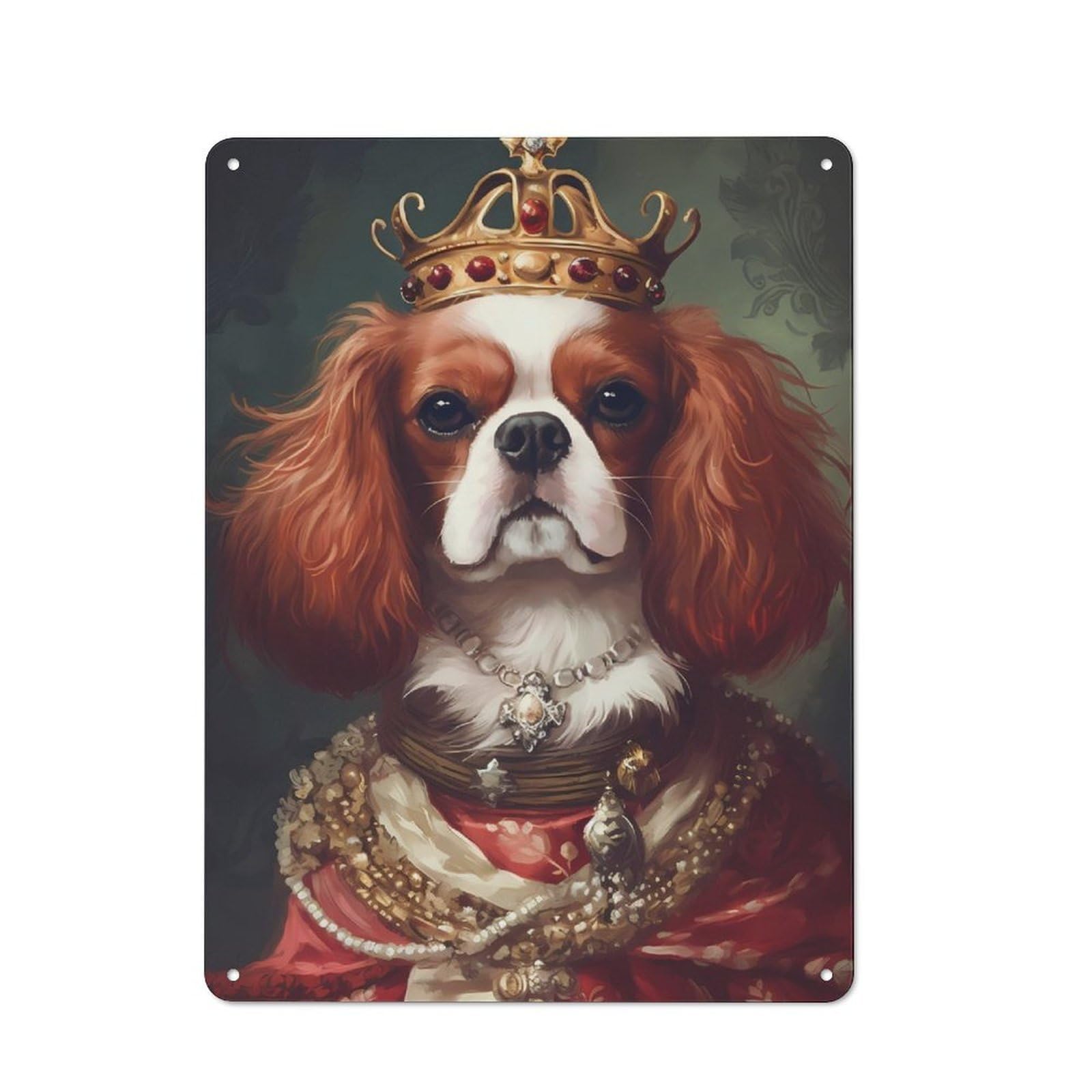 Junmoney Cavalier King Charles Span Tin Sign 40X30cm With For Pub Or Café, Retro-Style Decor, Suited To Café Interior Fans